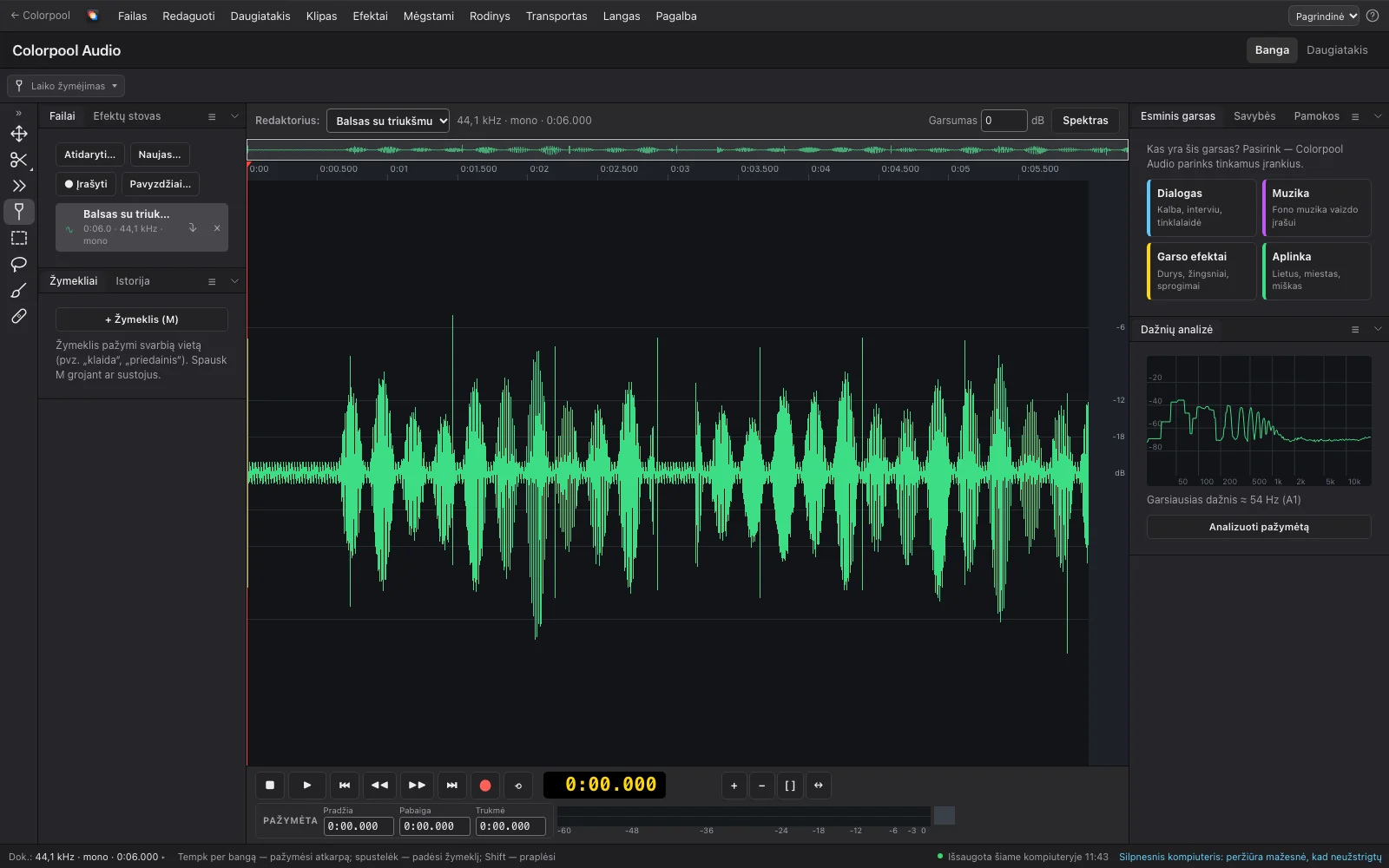 Colorpool Audio with an example open