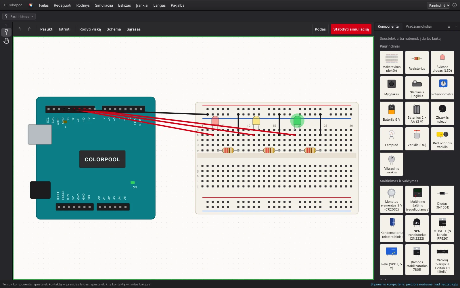 Colorpool Circuits with an example open