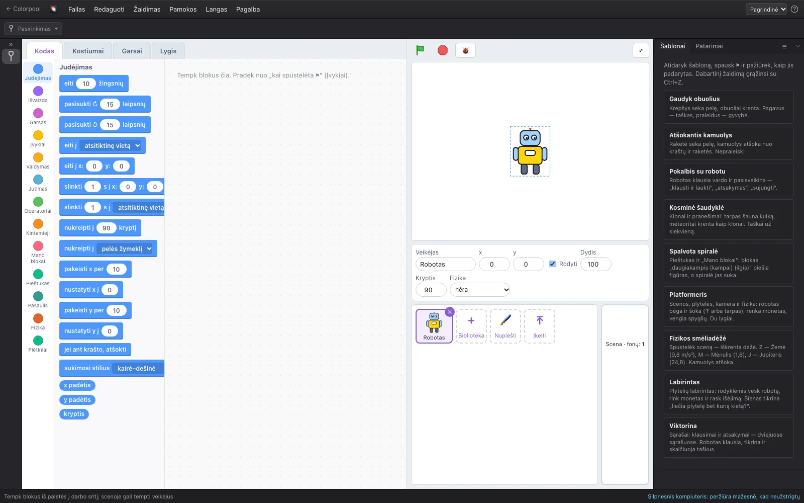 Colorpool Games with an example open