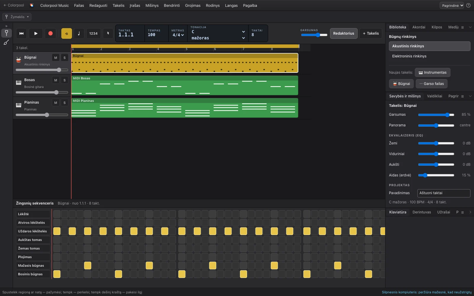 Colorpool Music with an example open